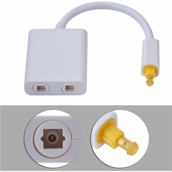 Dual Port Digital Optisk Audio Splitter Tilslut Nemt Flere Komponenter Uden at Skifte Forbindelser Lav Jitter Syntetisk Fiber Optisk Kabel (Hvid)