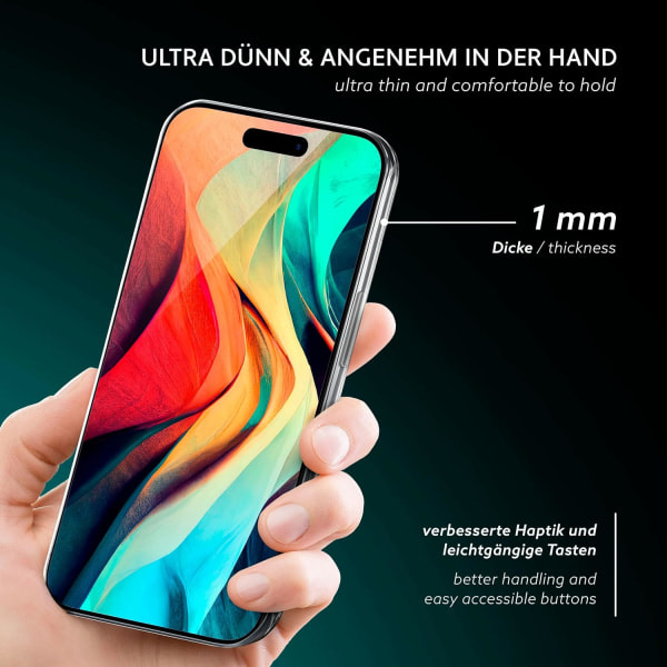 IC-etui kompatibelt med Apple iPhone 15 Pro Max – silikoneskal, fuldstændig transparent, transparent mobiltelefon beskyttelsesetui