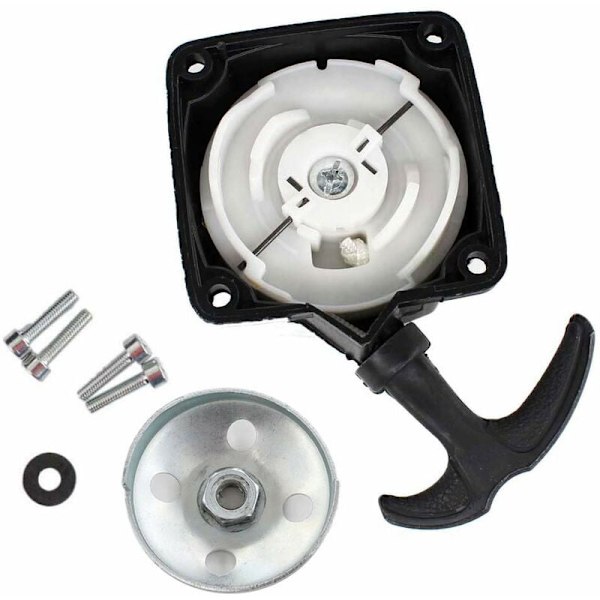 Startmotor och startplatta för röjsåg, jordborr, pump, 2-takt 30cc till 50cc, centrumavstånd 67mm