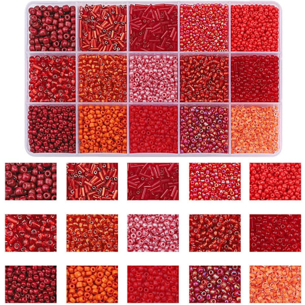 Färgglada Mini Rosenpärlor - Pärlset för Armband och Halsband RED