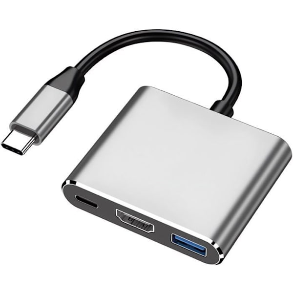 USB C til HDMI Multiport Adapter, USB Type-C til 4K HDMI / USB 3.0 & USB-C PD Hurtigladeport, Digital AV-adapter