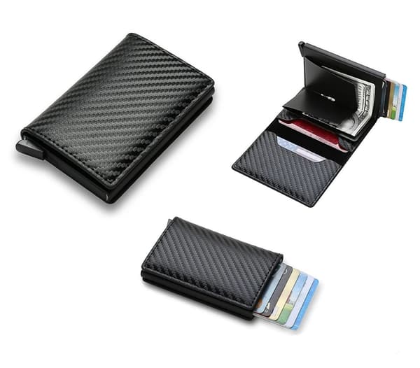 Kortholder med RFID & NFC Beskyttelse - Vælg Farve! Black Svart
