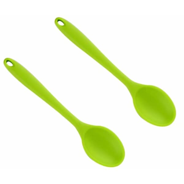 Silikonsked för kök, plastsked för matlagning, bakning, blandning och servering, 2 stycken (grön)