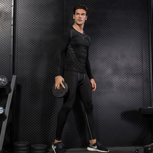 IC Thermal kompressiohousut miehille, Athletic Sports Leggings & musta XL
