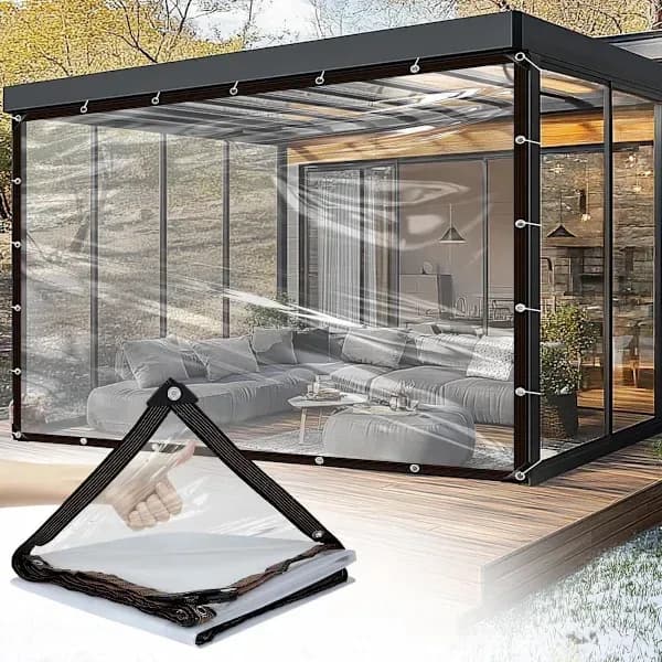 Transparent Waterproof Tarp - Outdoor - 2m * 2m - Rainproof - UV Resistant - Sealed Waterproof Tarp - with Storage Space