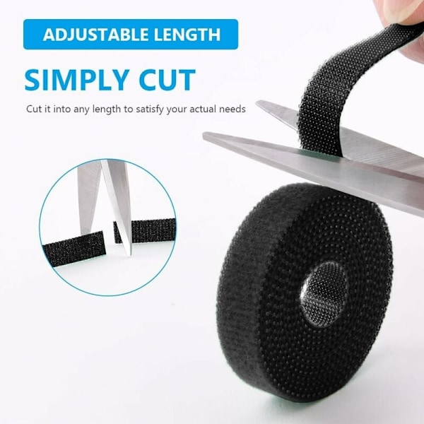 Kabelband, 10m×1,5cm Bred Trädgårdsväxtband Återanvändbar Fixeringstejp, för Klätterväxter, Lätt att Klippa Kabelrem för Hemmakontor Trädgårdsarbete (Svart)