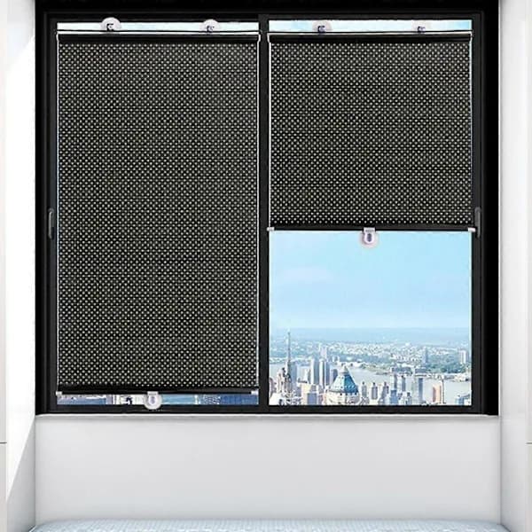 Blackout Roller Blind without Drilling, Retractable Sunshade Roller Blind with Suction Cup, Blackout Curtains, for Car/Office Windows, 50x125cm Lefou