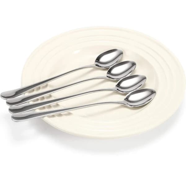 Latte-skeer, sæt med 4 lange skeer, kaffeskeer i rustfrit stål, teske ideel til lattekaffe, espresso