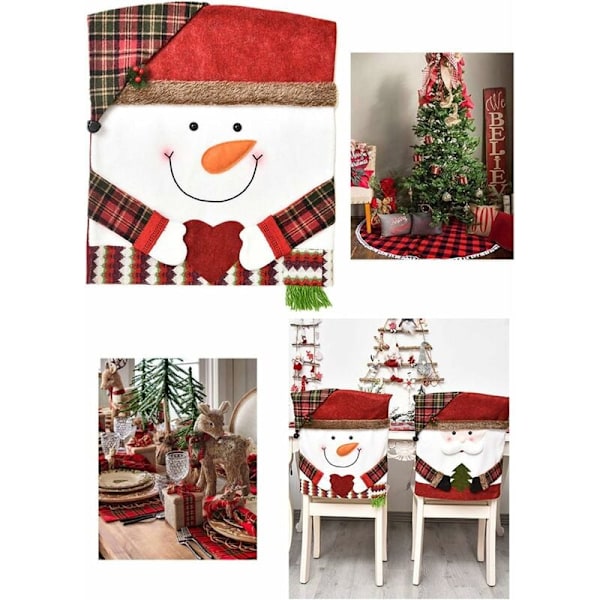 Julstolsöverdrag Juldekoration Snögubbe Hatt Jultomte Rekvisita Tillbehör för Restaurang Matsal Fest Födelsedag Bröllop (2 st) 5448cm