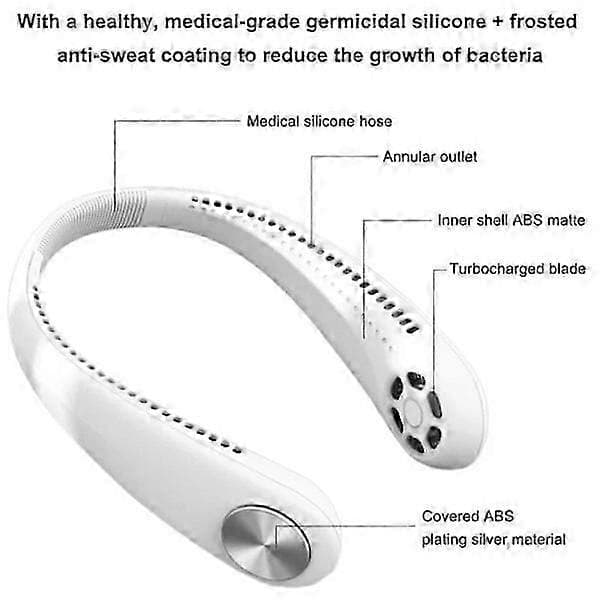 Halsventilator - Genopladelig bærbar ventilator med halsrem, hvid