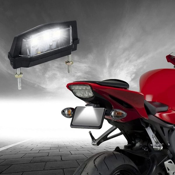 PC Motorsykkel Skiltlys, 12V Universelt Motorsykkel LED Baklys Skiltlampe, Hvitt Lys