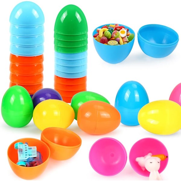 18 stycken plastpåskägg, 8 cm plastägg, påsk, överraskningsägg, barn, överraskningsägg, för att fylla godis och barnpresenter på påsk Färg 8 cm x 5 cm/18 st