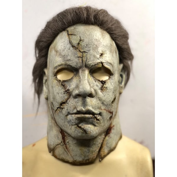 Halloween 2023 ny månsken panik dödar Mike Meyer Myers skräck latex mask huvudöverdrag Gray scar