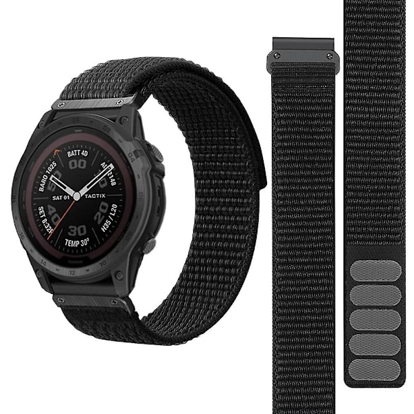 För Garmin Tactix 7 Pro/Fenix 7X/Fenix 6X Pro 26mm Nylon klockarmband handledsrem ersättning