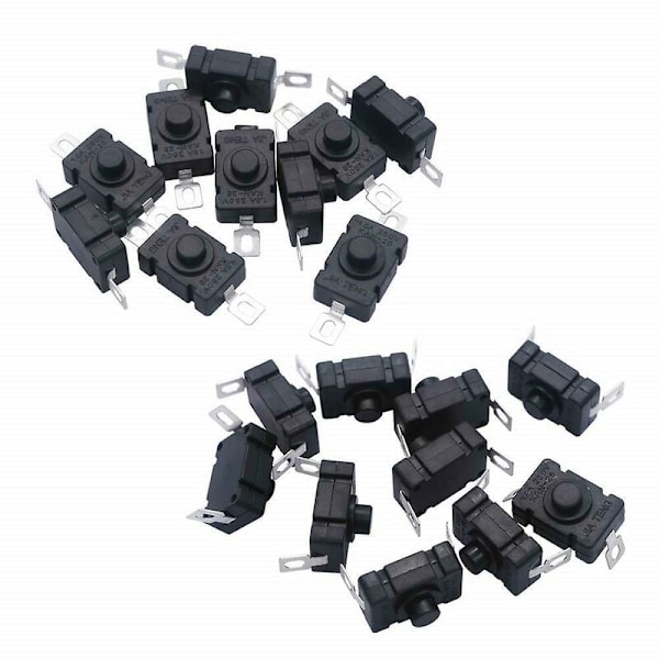 40 st Självlåsande Tryckknappsbrytare, KAN-28 Mini Ficklampsbrytare (20 st Platt Stift med Hål + 20 st Böjt Stift med Hål)