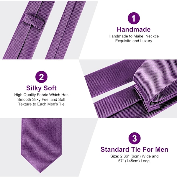 Klassisk enfärgad slips i satin för män, premium enfärgad slips för män, formell svart slips för män, slips för affärsbröllop, fest, arbete, 8 cm DARK PURPLE Polyester thread