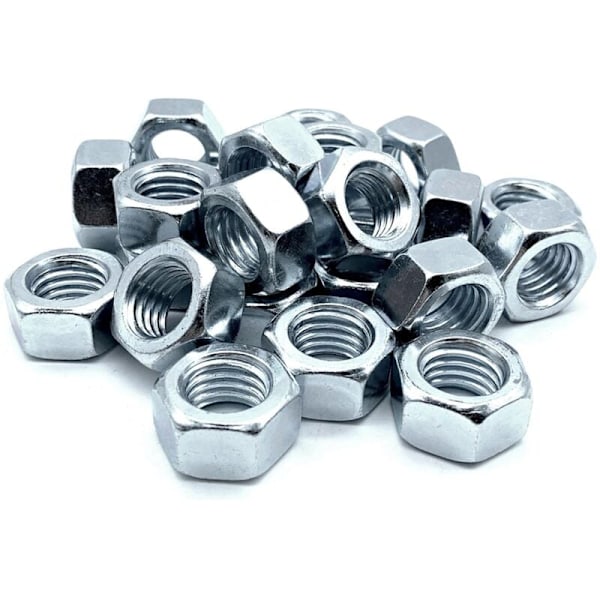 Mutter 50 Sekskantmutter M6 5mm x 10mm Galvanisert Stål DIN 934 Mutter M6 for Bolter og Muttere, Koblingselementer, Justering og Fiksering Internt og Eksternt