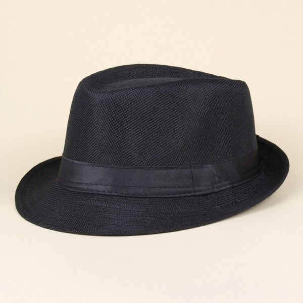 IC Retro hatt för män med bred brätte Vintage cap utomhus bowlerhattar Black