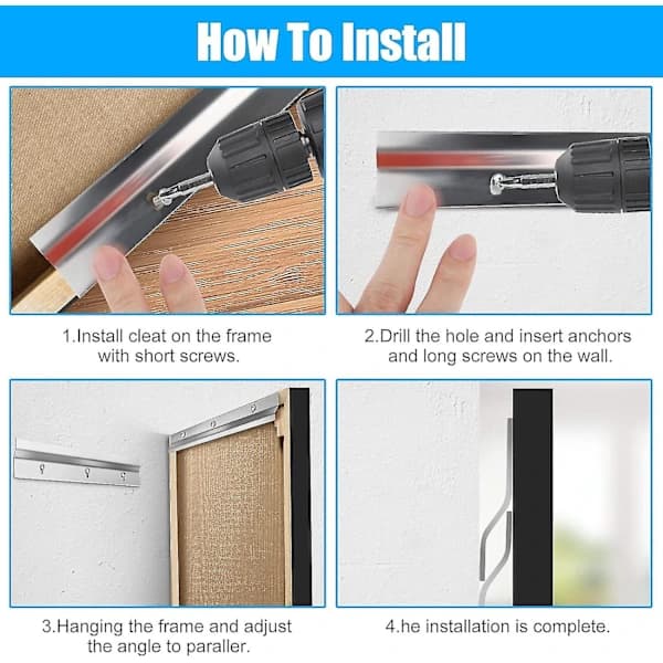 French Cleat Hanger, 2pcs Z Bar Interlocking Wall Mount Bracket Picture Hanging Hardware Kit For Hanging Pictures