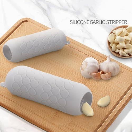 3-pack silikonvitlöksskalare, luktfri enkel rullverktyg för matlagning (grå) Silicone garlic peeler [bagged]