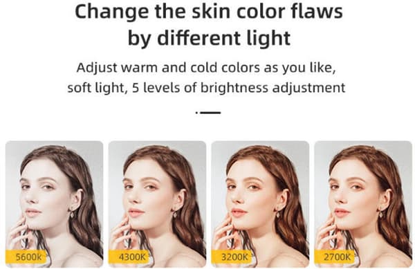 Magnetisk Selfie-lys, 48 LED Sammenfoldeligt Fyldlys Med Spejl, 4 Farvetemperaturer, Til Makeup, Fotografering Og Videoopkald, Sort