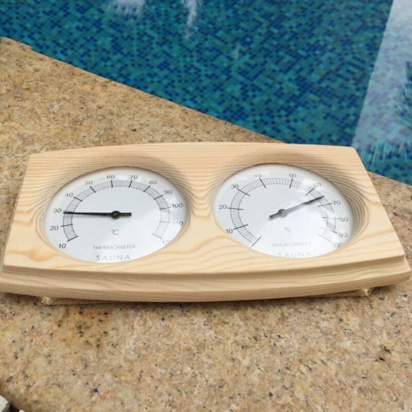 Sauna Termohygrometer Hygrometer Trätermometer Bastutillbehör Unik Bordsbastufuktighetstermometer, av DEBUNS