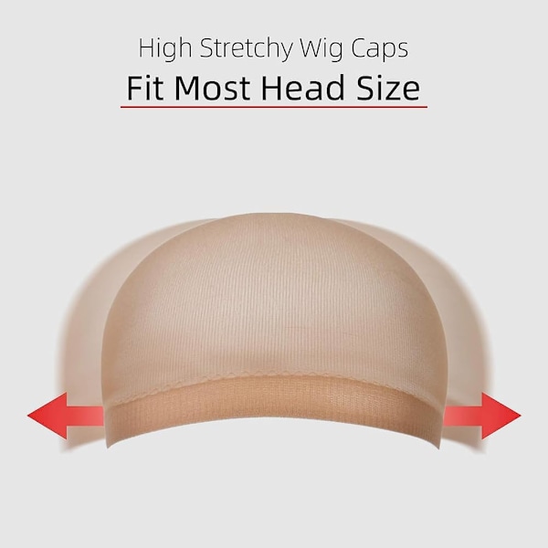Paryk Hue, 8 Stykker Paryk Huer Hårnet Nylon Sæt, Strækbar Elastisk Åndbar Paryk Hue Liner Hue, Paryk Net 8 Neutral Nude Beige 8PCS-B