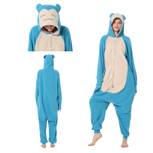 Polar Fleece -sarjan Halloween-piirretty eläin yhden osan pyjama MJ51 pariskunta pyjama Light blue Snorlax 140