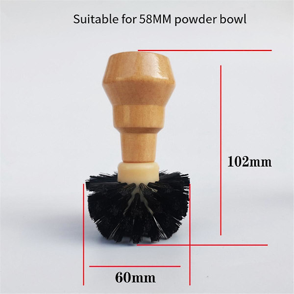 Sopiva 58 mm kahvinkeittimen portafilterharja, puinen kahva kahvijauhekupin puhdistusharja