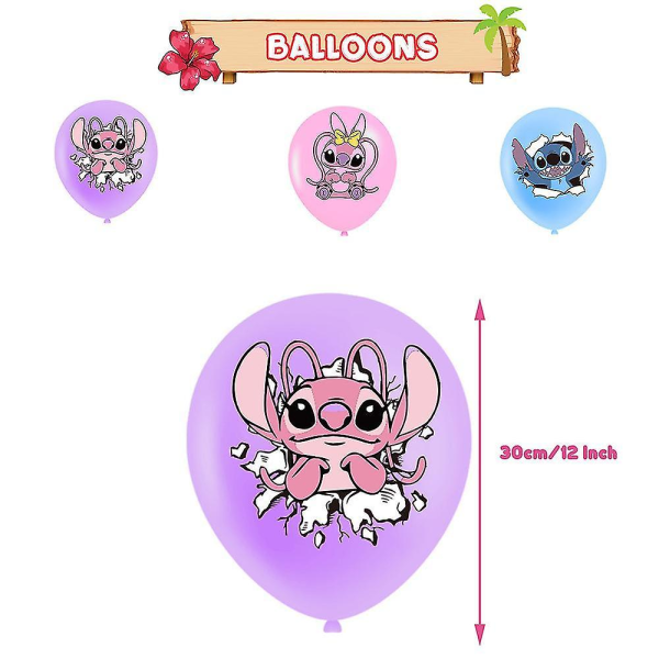 Lilo & Stitch Tema Bursdagsfest Tilbehør Ballonger Banner Kakepynt Dekor