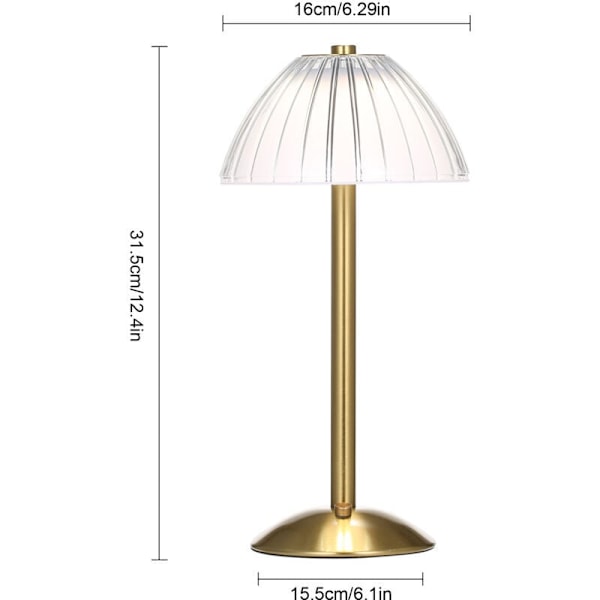 USB Oppladbar Bordlampe, LED Nattbordslampe, Leselampe, med Dimbar Berøringskontroll, 3 Lysfarger, DEBUNS