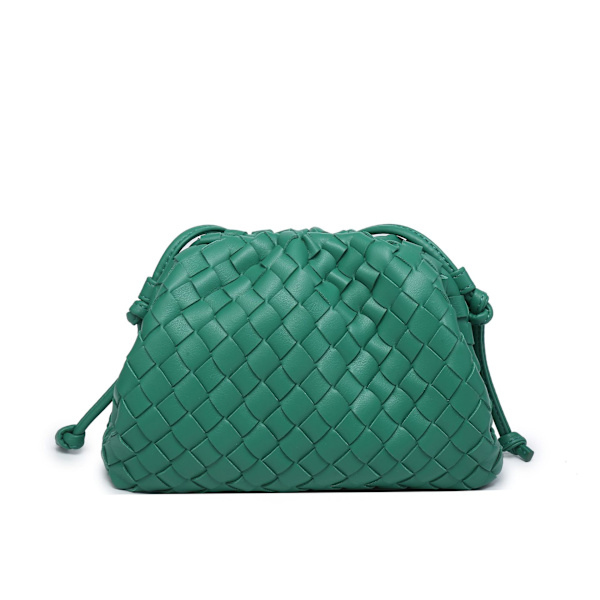Sky-taske 2024 ny stil taske kvinders ko-læder rynket dumplings taske damer håndtaske skuldertaske MJ51 Racing Green 22*9*14cm