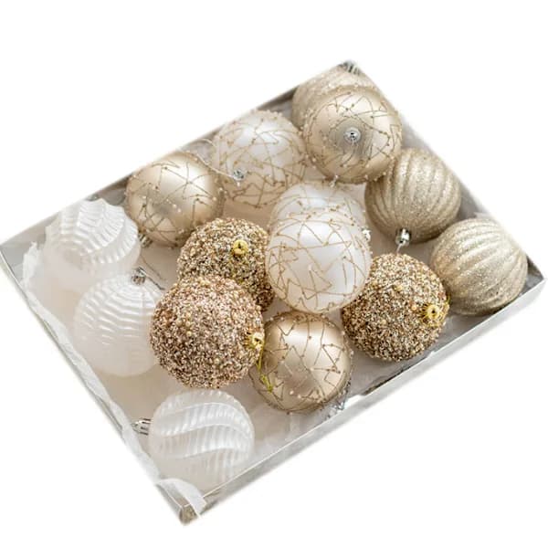 Champagne juletræskuglesæt til trædekoration [JUN] 3 stk. 7 cm 3pcs 7cm