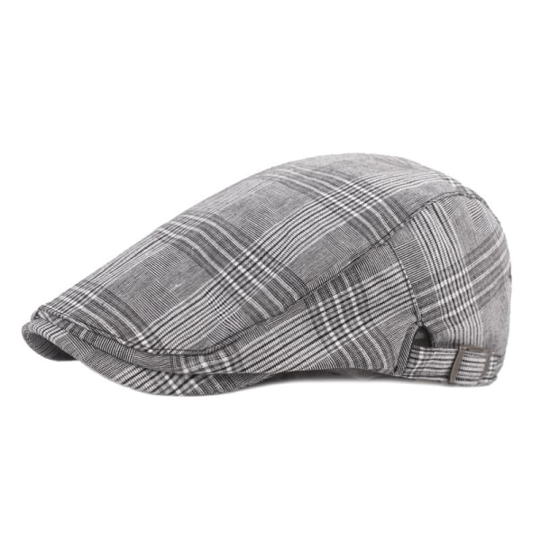 Kvinnor män Baskerhatt Rutig tyg Basker Medelålders Äldre Peaked Cap Retro Casual Advance Hattar Grey Justerbar