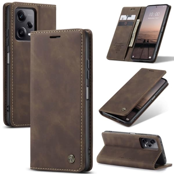 CaseMe Wallet Case med kortlommer til Xiaomi Redmi Note 12 Pro 5G Kaffe
