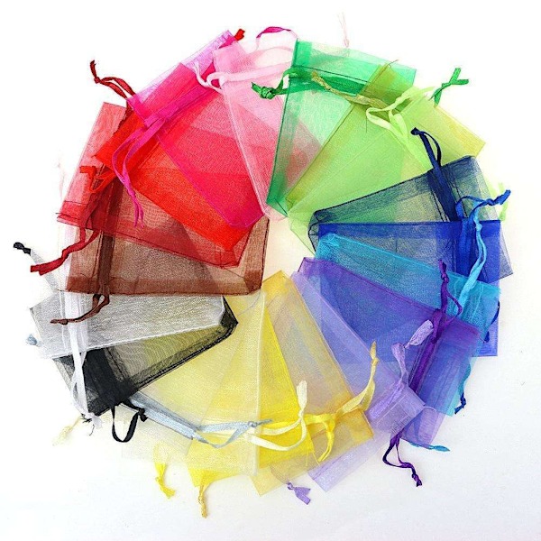 100 Organzaposer, 9 x 7cm - Håndsyet Multicolor multifärg