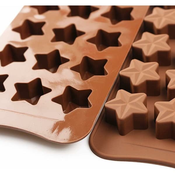 15 Hulrum Stjerneform Chokoladeform, Non-stick Fødevaregodkendt Silikoneform Sæt til Slik Jelly, Isterning