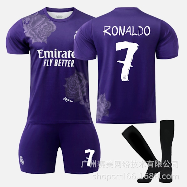 Real Madrid Y3 violetti yhteistyömallisto 5 Bellingham 7C Row Vinicius No. 10 jalkapalloasu Purple 7C Ronaldo socks 18#