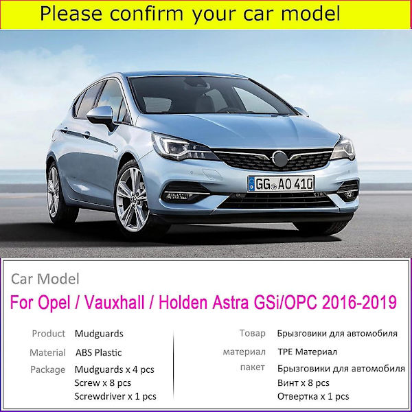 Stänkskydd för Opel Vauxhall Astra K Gsi Opc 2019 2018 2017 2016 Skärm Stänkskydd Stänkskydd Tillbehör Holden Verano