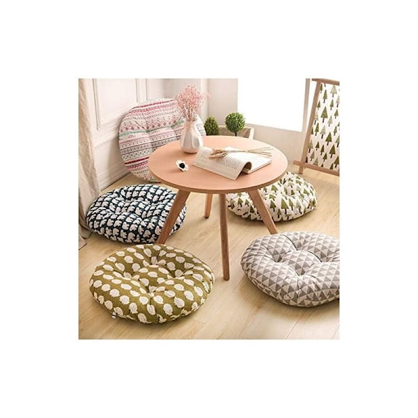 Stolepude rund, siddepude med blomstermønster, dyreprint, siddepude til udendørs brug, have, balkon, 40 cm, bomuld og linned
