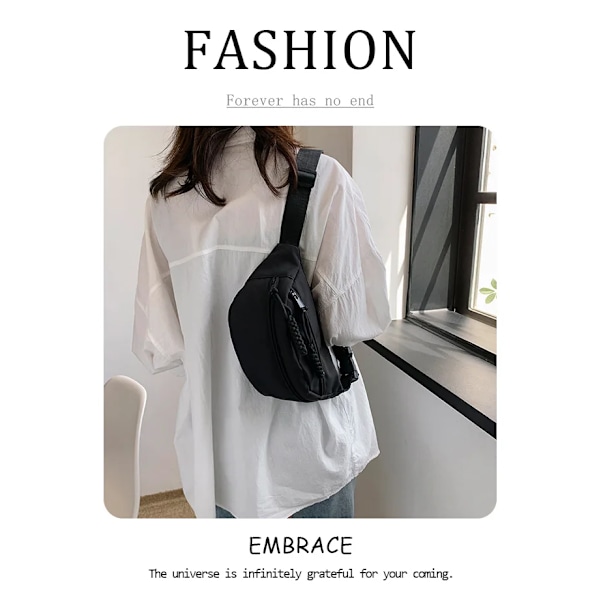 Brustväska Bananväska för kvinnor Sling Crossbody Midjeväska Canvas Löpning Midjeväska Casual Fanny Packs Sport Crescent Bälte Väska svart black 29x13x10cm