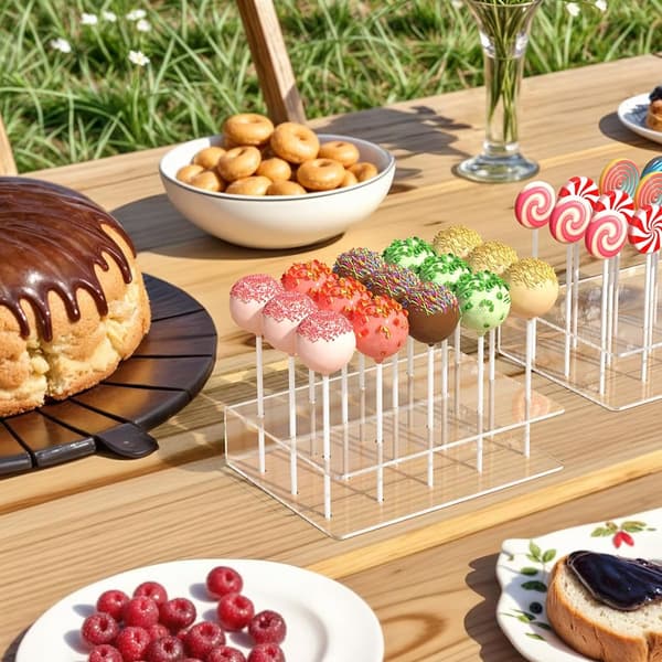 Cake Pop Stand Akryl Slikpindholder med Stabil Base Genanvendelig Ingen Montering til Fester Bryllupper Babyshower Klar 15 Huller