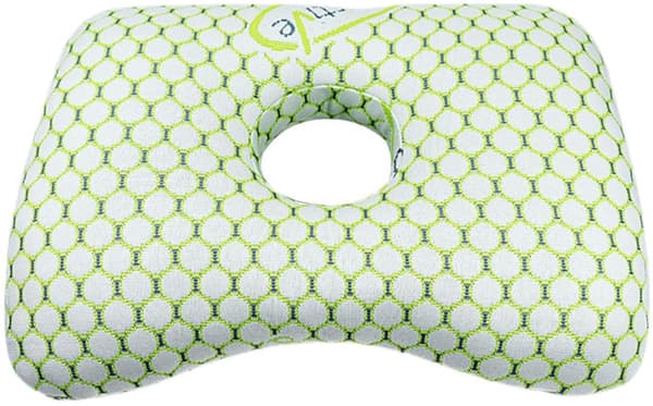 Öronhålskudde med 9 cm utskärning, mjukt andningsbart polyesterstöd, för sidosovare, piercingar och lindring av öronsmärta, vit 48x32x8cm