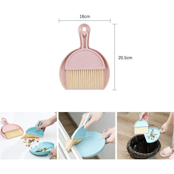 Mini Sopskyffel och Borste, Mini Multifunktionell Bordsborste, Sopskyffel och Sopborste Design, Sopborste och Skyffel Set Plast för Dammuppsamlare (Vit)