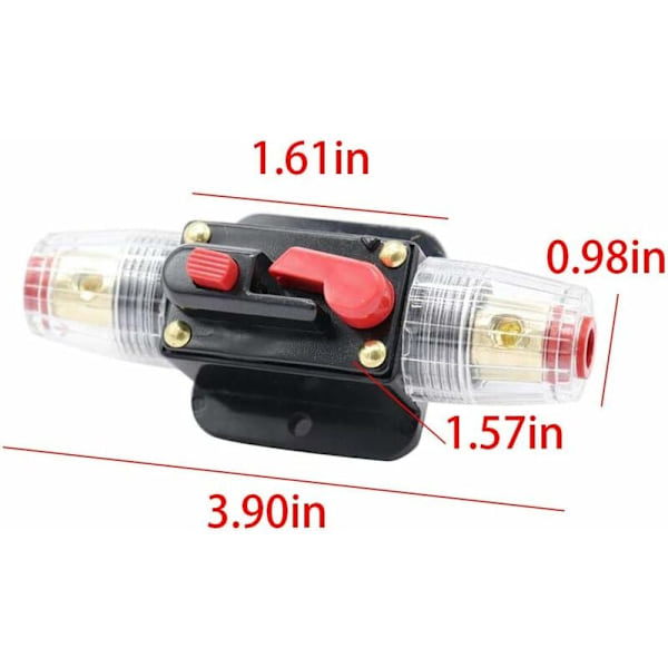 Bil Sikring Strømbryter, Auto Strømbryter Bilbeskyttelse 12V - 24V DC, Manuell Reset Bryter Bil Stereo Sikring, Inline Sikringsblokk (80A)