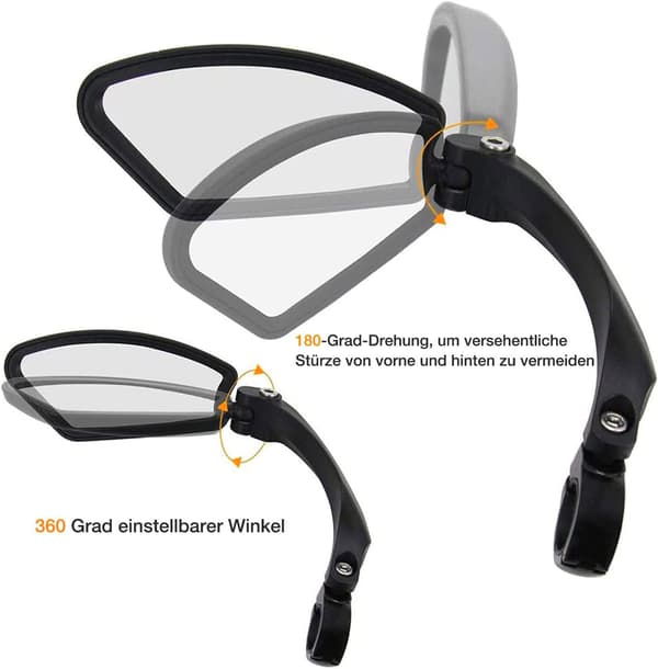 Cykelspejl, HD rustfrit stål, generation 2.0, til styr 21-26mm, elcykel