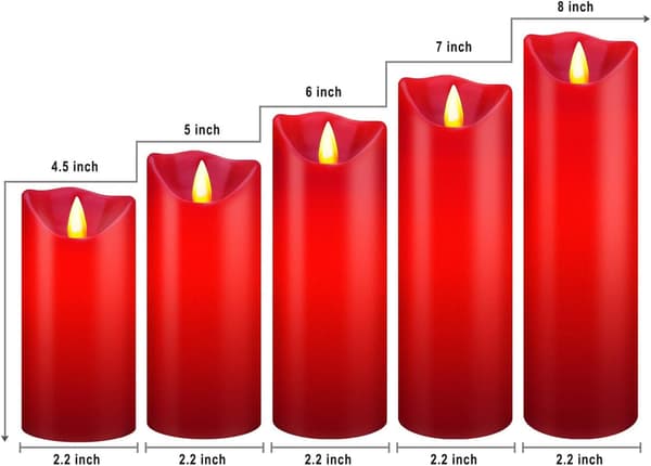 Batteri Lys, 5,5\"/6\"/6,5\"/7\"/8\" Sæt med 5 Ægte Voks Bemærk