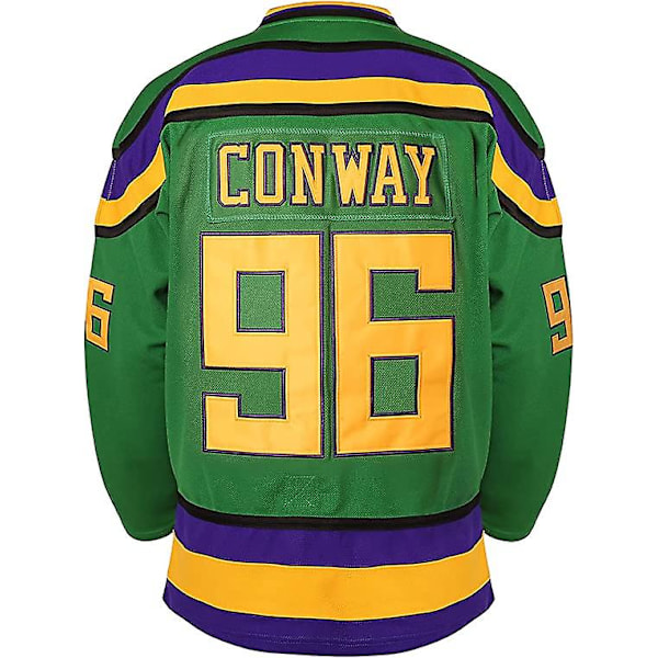 SQCLV Herre Mighty Ducks 96 Charlie Conway 99 Adam Banks 33 Greg Goldberg Film Hockeytrøye Grønn 96 XXL