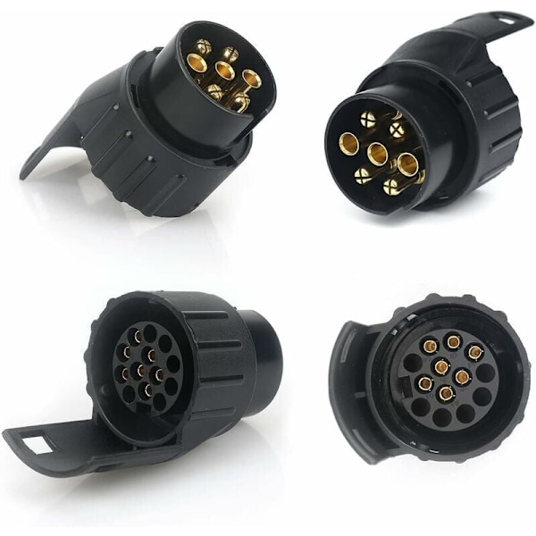 7/13 Tilhengerpluggadapter 7 til 13 Pins Hengerfestekontakt 7-polet til 13 Pins for Bilhenger, Traktor, Campingvogn, Sykkelstativ..DEBUNS