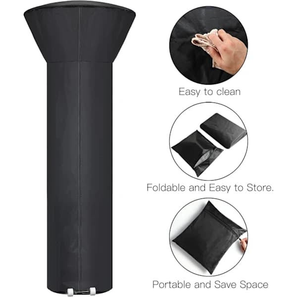 Patio Heater Cover with Zipper and Storage Bag, Waterproof, Dustproof, Windproof